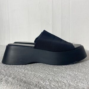 Call It Spring Black Retro Chunky Platform Stretchy Slide Sandals 9